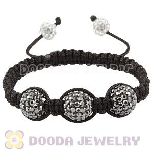 12mm Pave Grey Czech Crystal Bead Handmade String Bracelets Wholesale