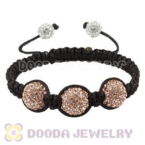 12mm Pave Pink Czech Crystal Bead Handmade String Bracelets Wholesale