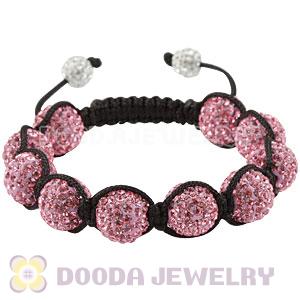12mm Pave Pink Czech Crystal Bead Handmade String Bracelets Wholesale