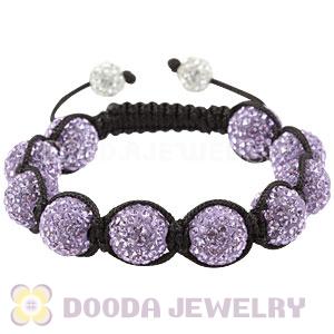 12mm Pave Lavender Czech Crystal Bead Handmade String Bracelets Wholesale