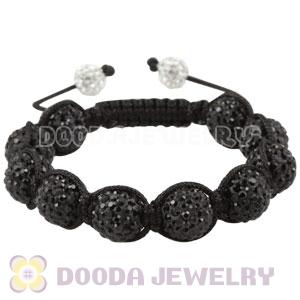 12mm Pave Black Czech Crystal Bead Handmade String Bracelets Wholesale
