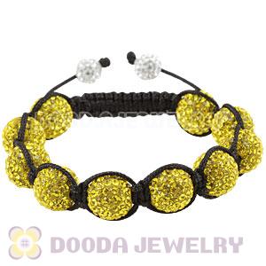 12mm Pave Yellow Czech Crystal Bead Handmade String Bracelets Wholesale