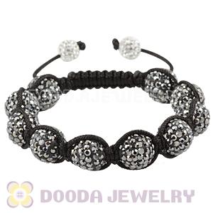 12mm Pave Grey Czech Crystal Bead Handmade String Bracelets Wholesale