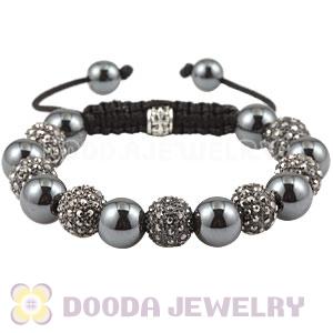 Grey Crystal Disco Ball Bead String Bracelets With Hematite Wholesale 