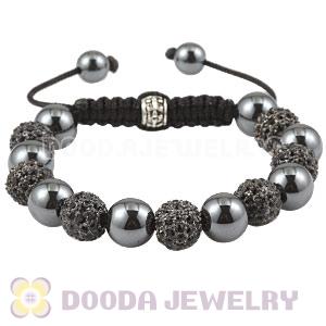 Black Crystal Disco Ball Bead String Bracelets With Hematite Wholesale 