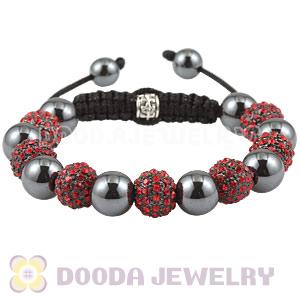Red Crystal Disco Ball Bead String Bracelets With Hematite Wholesale 