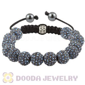 Blue Crystal Disco Ball Bead String Bracelets With Hematite Wholesale 