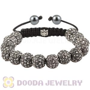 Grey Crystal Disco Ball Bead String Bracelets With Hematite Wholesale