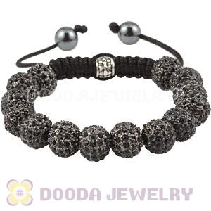Black Crystal Disco Ball Bead String Bracelets With Hematite Wholesale 