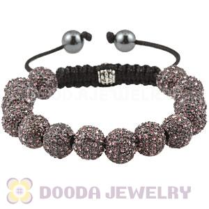 Pink Crystal Disco Ball Bead String Bracelets With Hematite Wholesale 