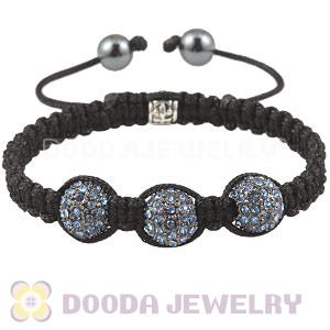 Handmade Style Blue Crystal Disco Ball Bead Macrame Bracelet Wholesale