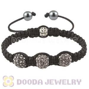 Handmade Style Grey Crystal Disco Ball Bead Macrame Bracelet Wholesale