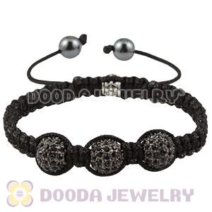 Handmade Style Black Crystal Disco Ball Bead Macrame Bracelet Wholesale