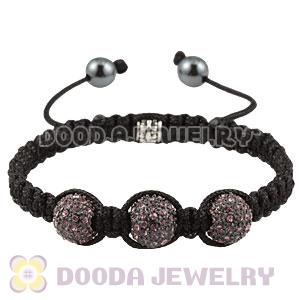Handmade Style Pink Crystal Disco Ball Bead Macrame Bracelet Wholesale