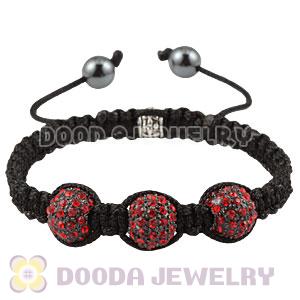 Handmade Style Red Crystal Disco Ball Bead Macrame Bracelet Wholesale