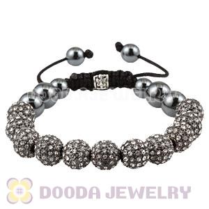 White Crystal Disco Ball Bead String Bracelets With Hematite Wholesale 