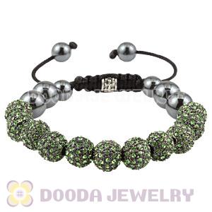 Green Crystal Disco Ball Bead String Bracelets With Hematite Wholesale 