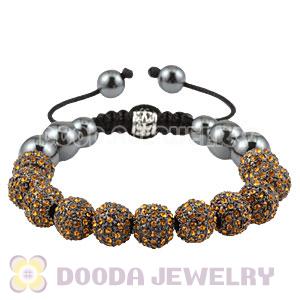 Yellow Crystal Disco Ball Bead String Bracelets With Hematite Wholesale 