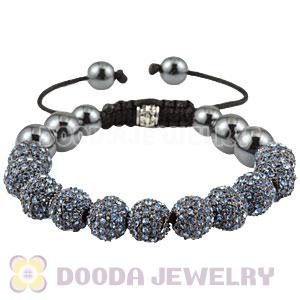 Blue Crystal Disco Ball Bead String Bracelets With Hematite Wholesale 