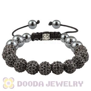 Black Crystal Disco Ball Bead String Bracelets With Hematite Wholesale 