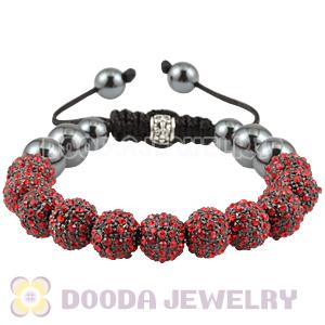 Red Crystal Disco Ball Bead String Bracelets With Hematite Wholesale 