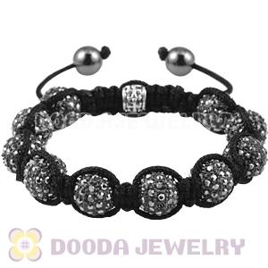 Grey Crystal Disco Ball Bead String Bracelets With Hematite Wholesale 