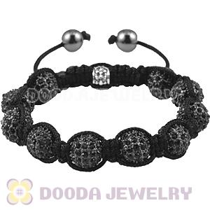 Black Crystal Disco Ball Bead String Bracelets With Hematite Wholesale 