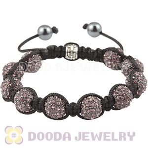 Pink Crystal Disco Ball Bead String Bracelets With Hematite Wholesale 