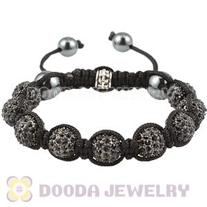 Black Crystal Disco Ball Bead String Bracelets With Hematite Wholesale 