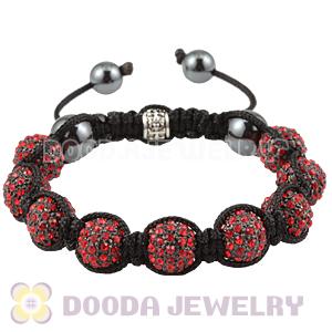 Red Crystal Disco Ball Bead String Bracelets With Hematite Wholesale 