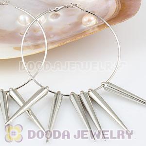 52mm Platinum Plated Spike Beads For Basketball Wives Hoop Earrings 