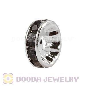 10mm Alloy Basketball Wives Grey Crystal Spacer Beads Wholesale