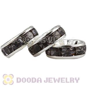 10mm Alloy Basketball Wives Grey Crystal Spacer Beads Wholesale