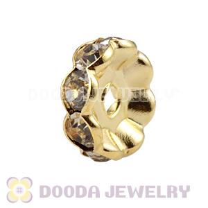 10mm Gold Alloy Basketball Wives Clear Crystal Spacer Beads Wholesale