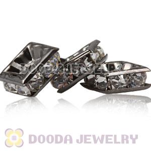 8X8mm Gun Black Alloy Basketball Wives Clear Crystal Spacer Beads Wholesale