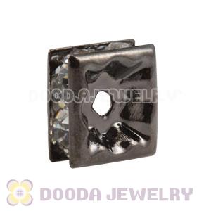 8X8mm Gun Black Alloy Basketball Wives Clear Crystal Spacer Beads Wholesale