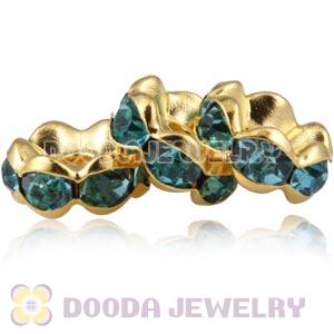 8mm Alloy Cyan Crystal Spacer Beads For Basketball Wives Earrings