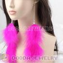 Fashion Pink Fluffy Extra Long Feather Earrings Wholesale
