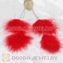 Fashion Red Fluffy Extra Long Feather Earrings Wholesale