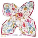 Printed Flora Silk Scarf 50X50cm Small Square Satin Pure Silk Scarves Wholesale