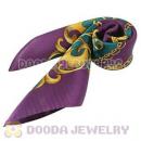 Purple Border Printed Floral Silk Scarf 50X50cm Small Square Satin Pure Silk Scarves