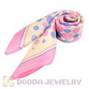 Pink Border Printed Bubbles Silk Scarf 50X50cm Small Square Satin Pure Silk Scarves
