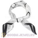 Black Border Printed Diamond Silk Scarf 50X50cm Small Square Satin Pure Silk Scarves