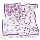 Purple Border Printed Diamond Silk Scarf 50X50cm Small Square Satin Pure Silk Scarves