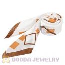 Brown Border Printed Diamond Silk Scarf 50X50cm Small Square Satin Pure Silk Scarves