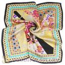 Black Border Printed Floral Silk Scarf 50X50cm Small Square Satin Pure Silk Scarves