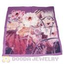 Printed Lotus Pure Silk Scarves 65×65cm Medium Square Silk Scarf Shawls Wholesale