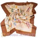 Floral Large Square Silk Scarves for Women 105×105cm Hand Painted Silk Scarf