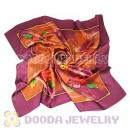 Floral Large Square Silk Scarves for Women 105×105cm Hand Painted Silk Scarf