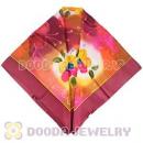 Floral Large Square Silk Scarves for Women 105×105cm Hand Painted Silk Scarf